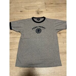 Fred‎ Perry Mens Grey Ringer Shirt  Embroidered Sz Small Vtg Punk Oi! GBH Rancid